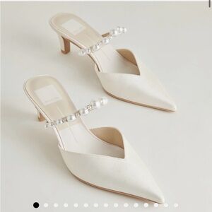 Dolce Vita Cream Mules with Pearl Accents